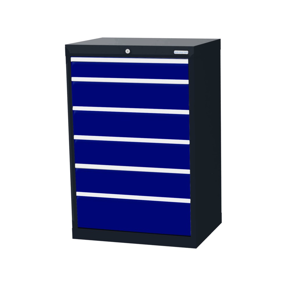 Illustration du produit: Armoire à tiroirs Profi, tiroirs de 1 x 100 + 4 x 150 + 1 x 200 mm, H x l x P 1 019 x 680 x 500 mm Bedrunka+Hirth, gris anthracite, bleu gentiane