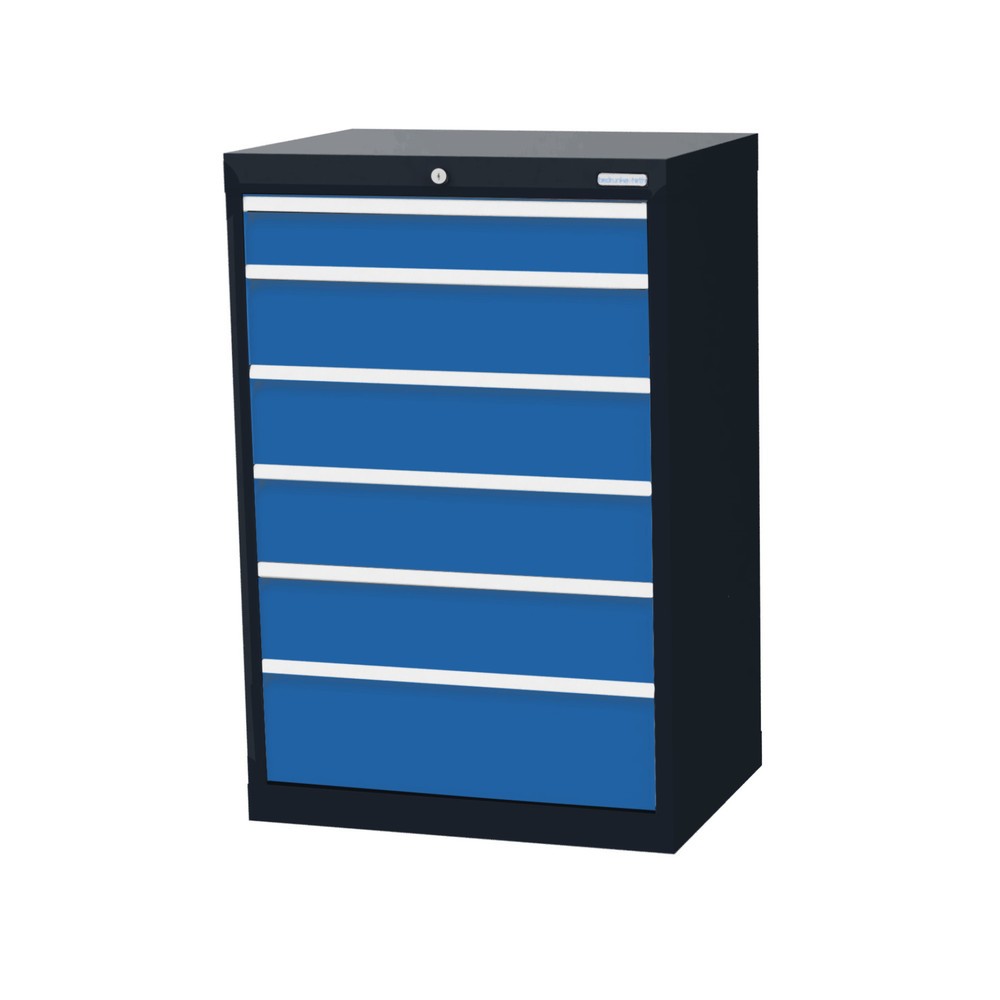 Illustration du produit: Armoire à tiroirs Profi, tiroirs de 1 x 100 + 4 x 150 + 1 x 200 mm, H x l x P 1 019 x 680 x 500 mm Bedrunka+Hirth, gris anthracite, bleu clair