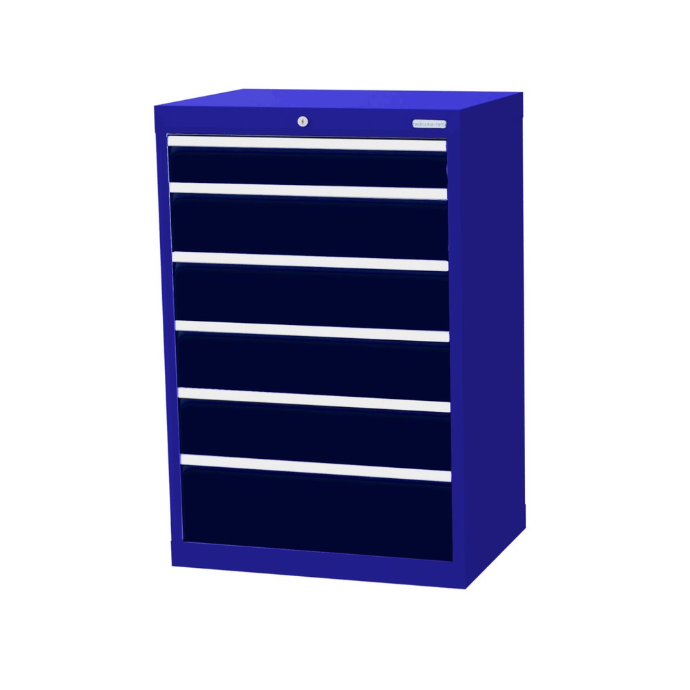 Illustration du produit: Armoire à tiroirs Profi, tiroirs de 1 x 100 + 4 x 150 + 1 x 200 mm, H x l x P 1 019 x 680 x 500 mm Bedrunka+Hirth, bleu gentiane, gris anthracite