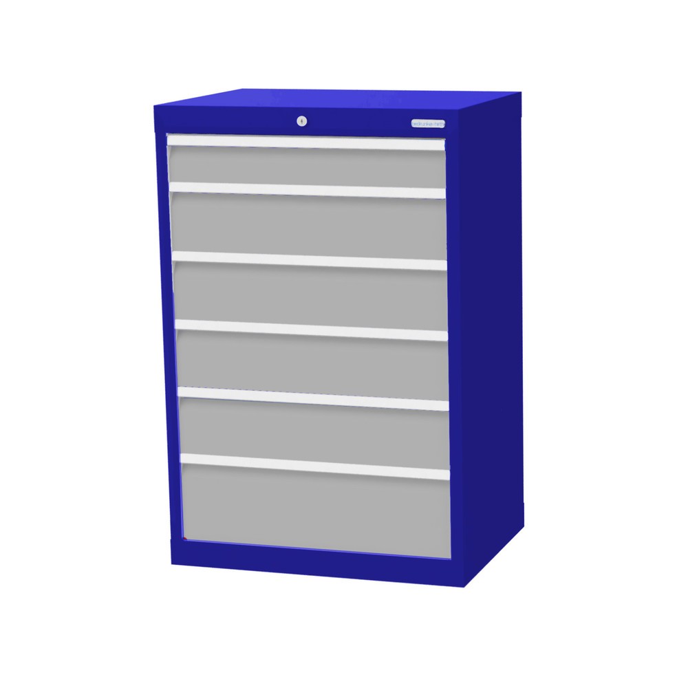 Illustration du produit: Armoire à tiroirs Profi, tiroirs de 1 x 100 + 4 x 150 + 1 x 200 mm, H x l x P 1 019 x 680 x 500 mm Bedrunka+Hirth, bleu gentiane, gris clair