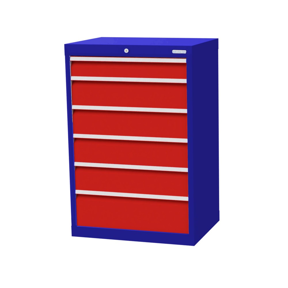 Illustration du produit: Armoire à tiroirs Profi, tiroirs de 1 x 100 + 4 x 150 + 1 x 200 mm, H x l x P 1 019 x 680 x 500 mm Bedrunka+Hirth, bleu gentiane, rouge signalisation