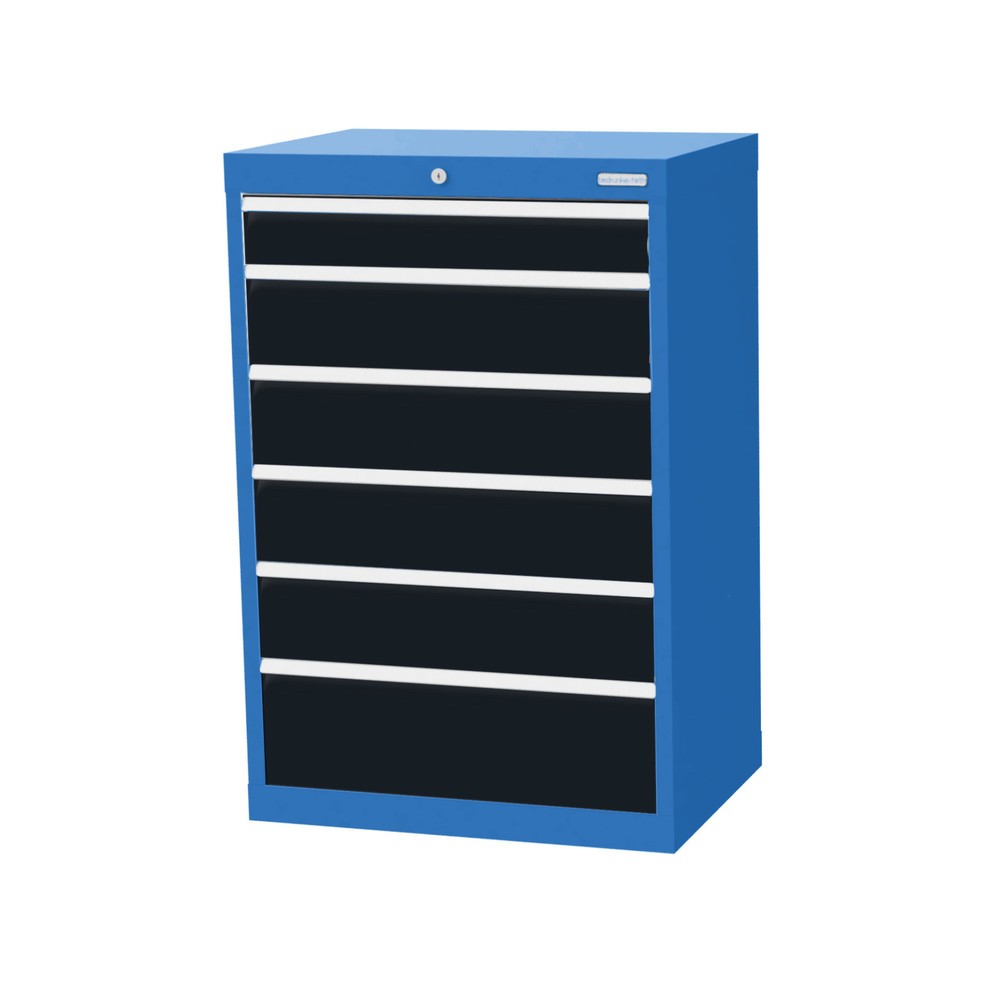 Illustration du produit: Armoire à tiroirs Profi, tiroirs de 1 x 100 + 4 x 150 + 1 x 200 mm, H x l x P 1 019 x 680 x 500 mm Bedrunka+Hirth, bleu clair, gris anthracite