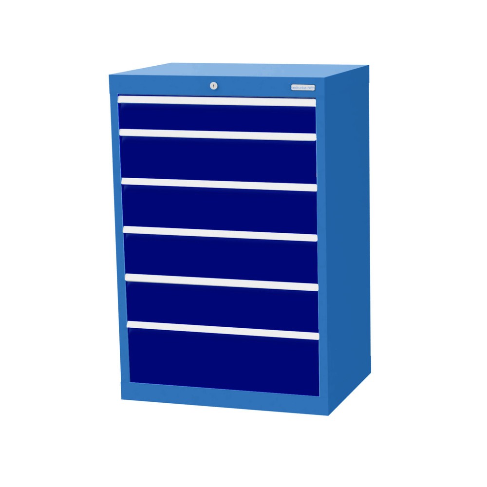 Illustration du produit: Armoire à tiroirs Profi, tiroirs de 1 x 100 + 4 x 150 + 1 x 200 mm, H x l x P 1 019 x 680 x 500 mm Bedrunka+Hirth, bleu clair, bleu gentiane