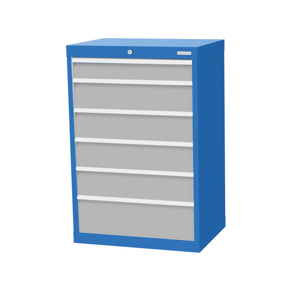 Illustration du produit: Armoire à tiroirs Profi, tiroirs de 1 x 100 + 4 x 150 + 1 x 200 mm, H x l x P 1 019 x 680 x 500 mm Bedrunka+Hirth, bleu clair, gris clair
