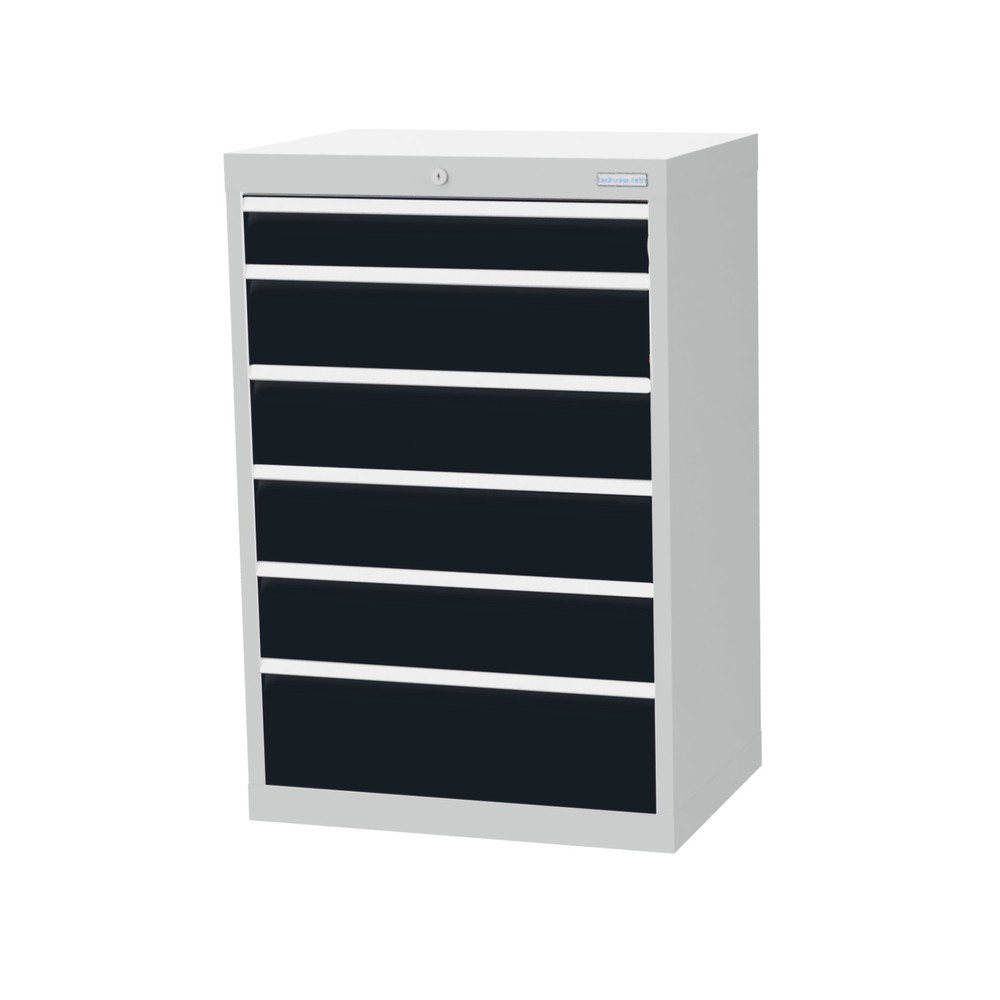 Illustration du produit: Armoire à tiroirs Profi, tiroirs de 1 x 100 + 4 x 150 + 1 x 200 mm, H x l x P 1 019 x 680 x 500 mm Bedrunka+Hirth, gris clair, gris anthracite