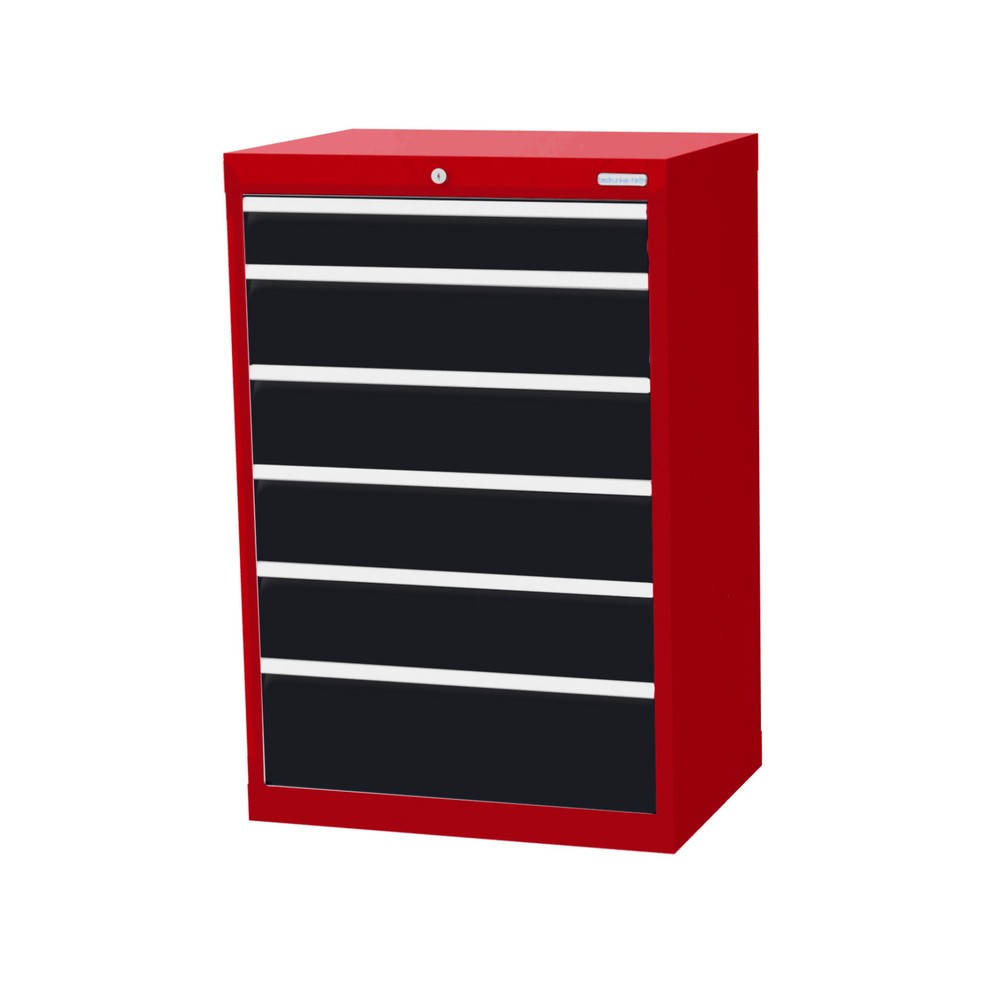 Illustration du produit: Armoire à tiroirs Profi, tiroirs de 1 x 100 + 4 x 150 + 1 x 200 mm, H x l x P 1 019 x 680 x 500 mm Bedrunka+Hirth, rouge rubis, gris anthracite