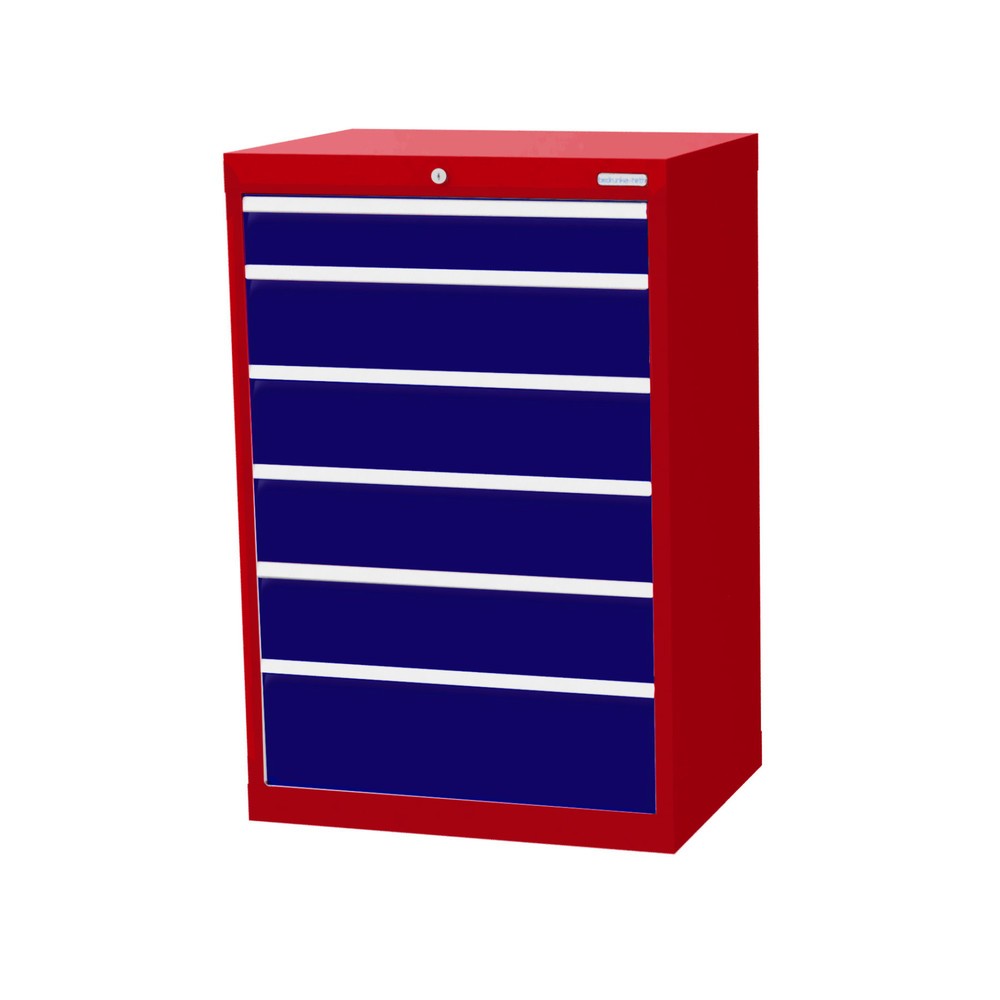 Illustration du produit: Armoire à tiroirs Profi, tiroirs de 1 x 100 + 4 x 150 + 1 x 200 mm, H x l x P 1 019 x 680 x 500 mm Bedrunka+Hirth, rouge rubis, bleu gentiane