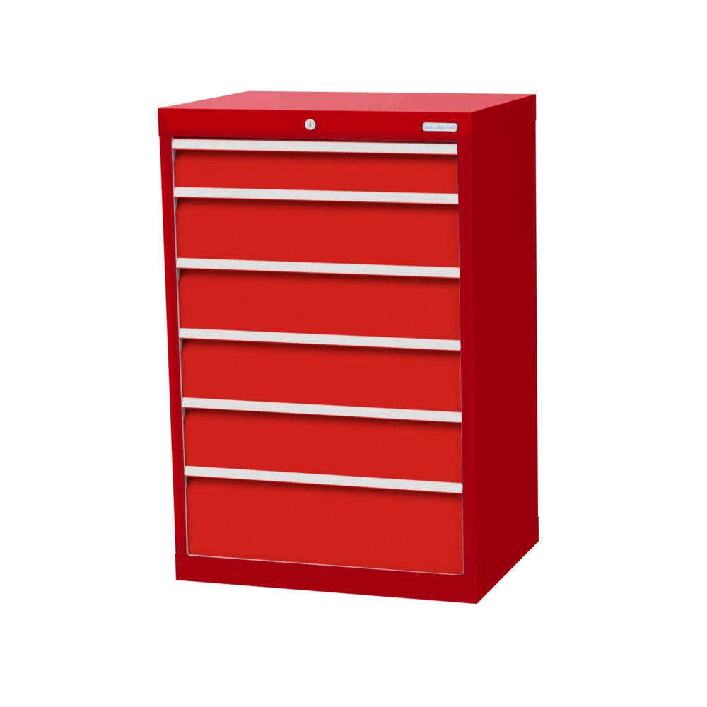Illustration du produit: Armoire à tiroirs Profi, tiroirs de 1 x 100 + 4 x 150 + 1 x 200 mm, H x l x P 1 019 x 680 x 500 mm Bedrunka+Hirth, rouge rubis, rouge signalisation