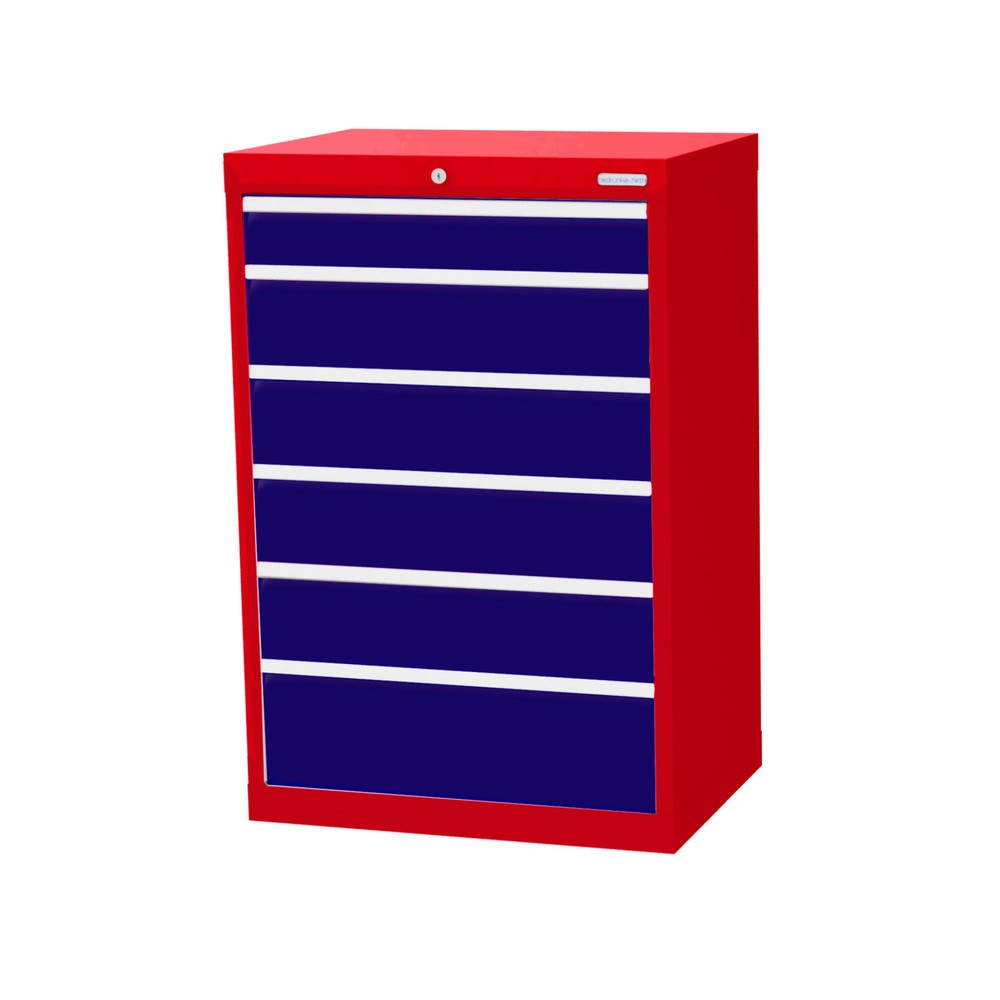 Illustration du produit: Armoire à tiroirs Profi, tiroirs de 1 x 100 + 4 x 150 + 1 x 200 mm, H x l x P 1 019 x 680 x 500 mm Bedrunka+Hirth, rouge signalisation, bleu gentiane