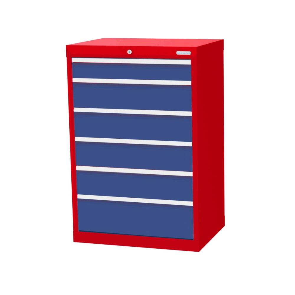 Illustration du produit: Armoire à tiroirs Profi, tiroirs de 1 x 100 + 4 x 150 + 1 x 200 mm, H x l x P 1 019 x 680 x 500 mm Bedrunka+Hirth, rouge signalisation, bleu clair