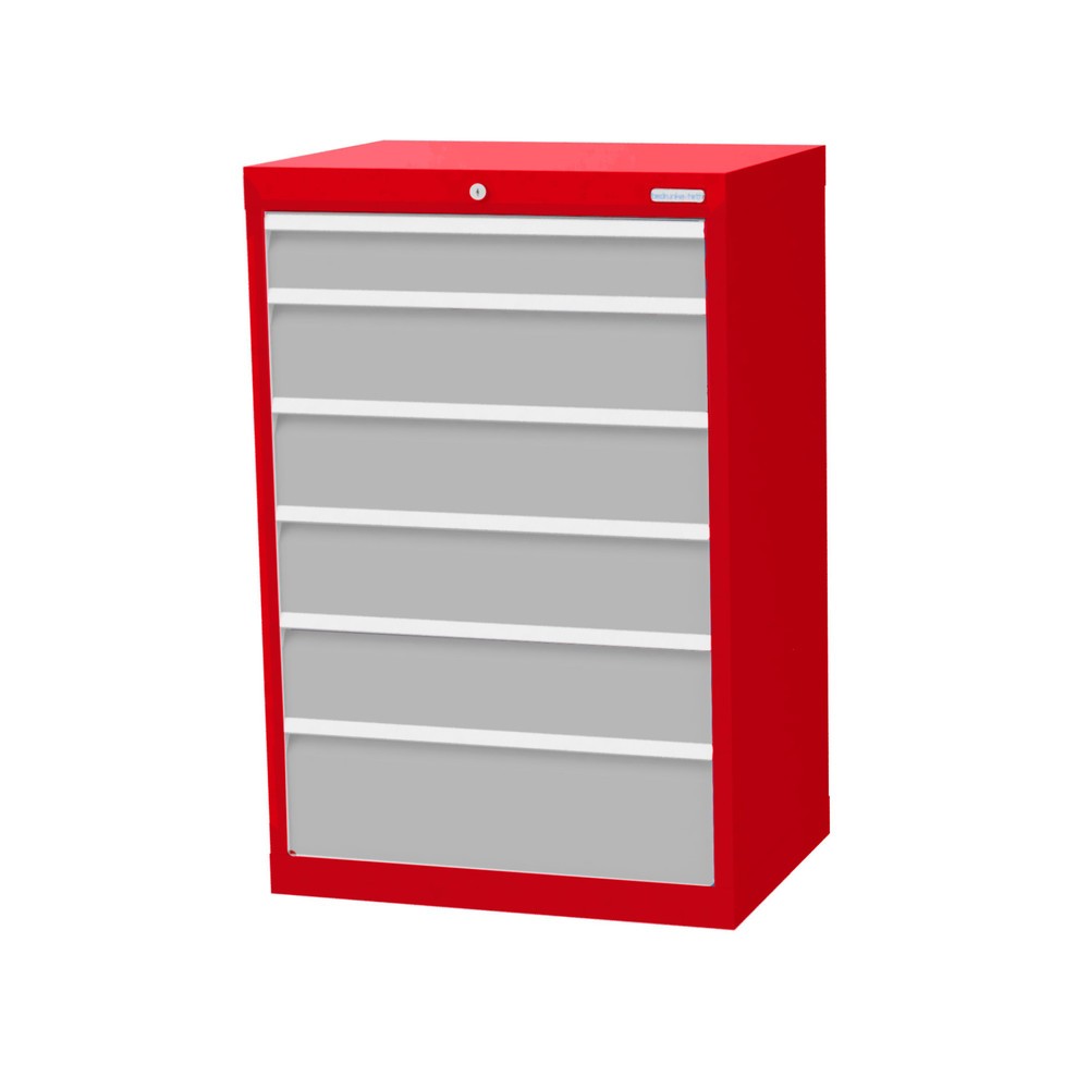 Illustration du produit: Armoire à tiroirs Profi, tiroirs de 1 x 100 + 4 x 150 + 1 x 200 mm, H x l x P 1 019 x 680 x 500 mm Bedrunka+Hirth, rouge signalisation, gris clair