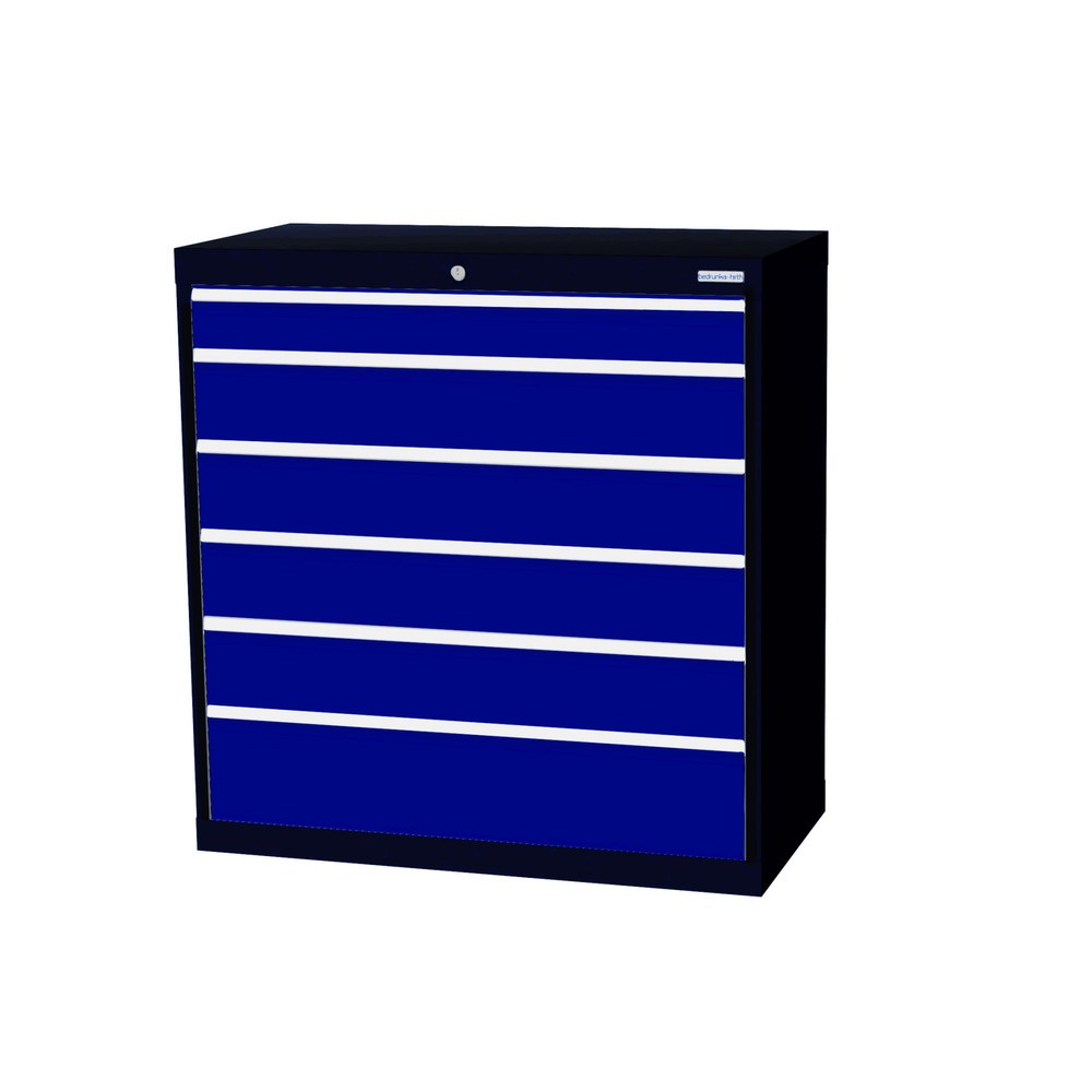 Illustration du produit: Armoire à tiroirs Profi, tiroirs de 1 x 100 + 4 x 150 + 1 x 200 mm, H x l x P 1 019 x 980 x 500 mm Bedrunka+Hirth, gris anthracite, bleu gentiane