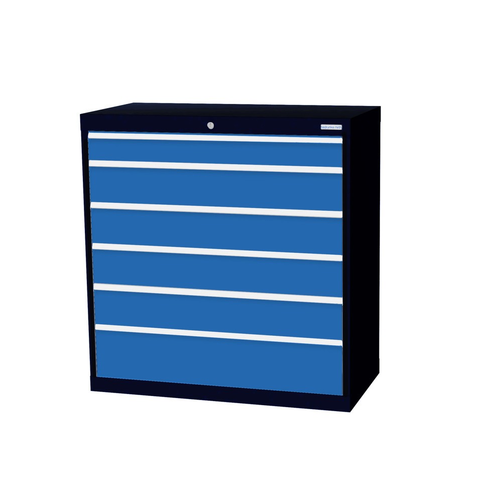 Illustration du produit: Armoire à tiroirs Profi, tiroirs de 1 x 100 + 4 x 150 + 1 x 200 mm, H x l x P 1 019 x 980 x 500 mm Bedrunka+Hirth, gris anthracite, bleu clair