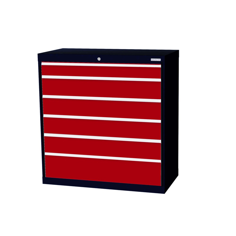 Illustration du produit: Armoire à tiroirs Profi, tiroirs de 1 x 100 + 4 x 150 + 1 x 200 mm, H x l x P 1 019 x 980 x 500 mm Bedrunka+Hirth, gris anthracite, rouge rubis