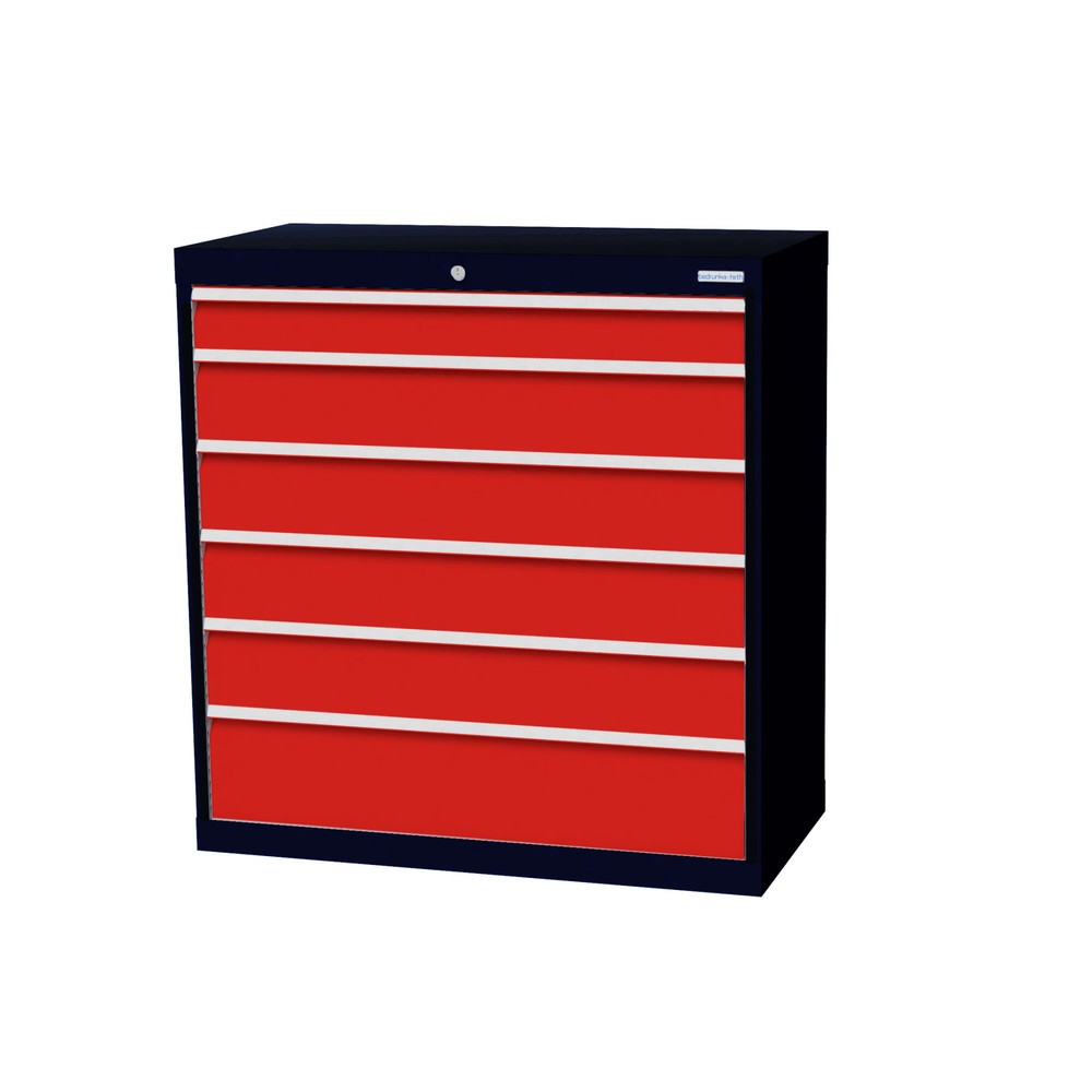 Illustration du produit: Armoire à tiroirs Profi, tiroirs de 1 x 100 + 4 x 150 + 1 x 200 mm, H x l x P 1 019 x 980 x 500 mm Bedrunka+Hirth, gris anthracite, rouge signalisation