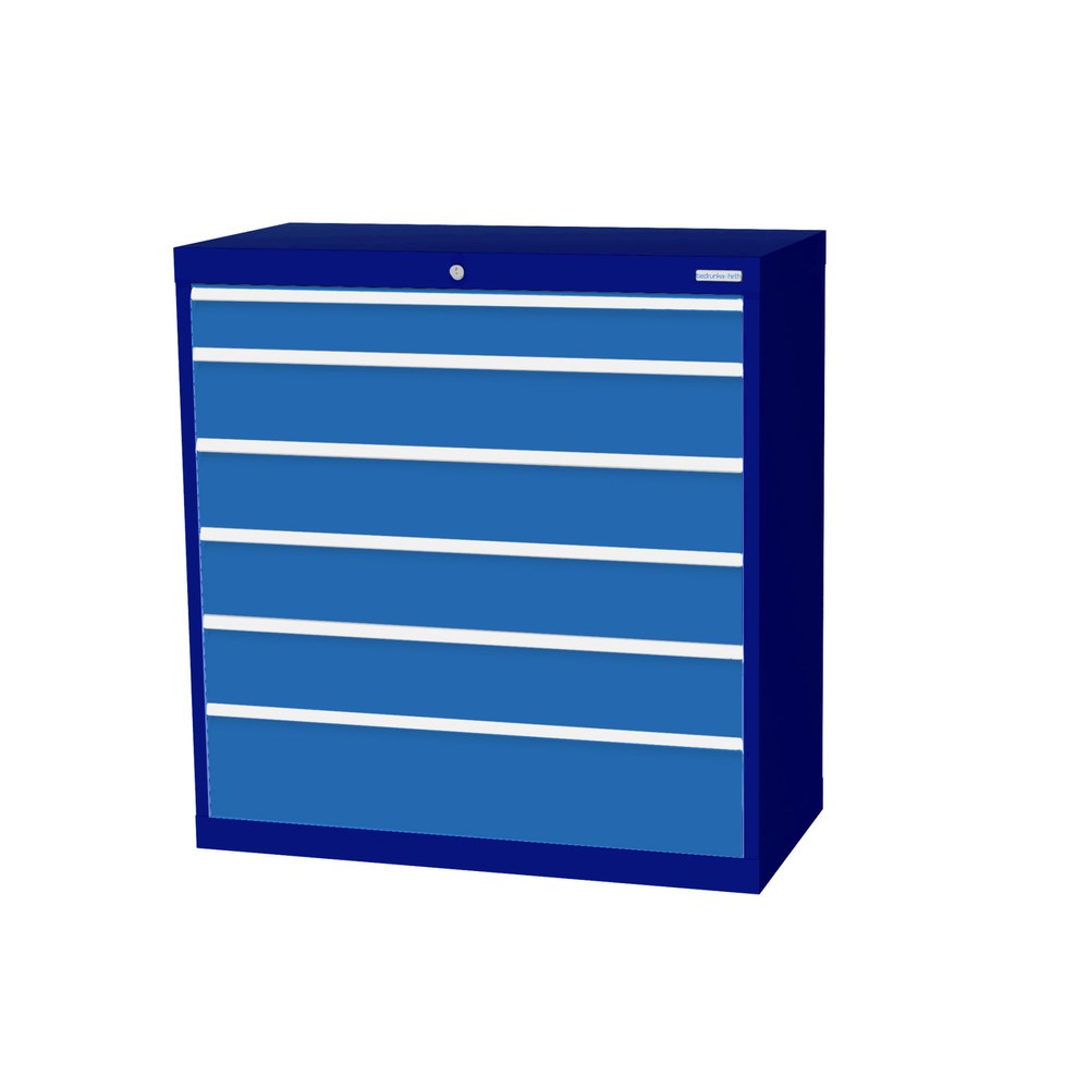Illustration du produit: Armoire à tiroirs Profi, tiroirs de 1 x 100 + 4 x 150 + 1 x 200 mm, H x l x P 1 019 x 980 x 500 mm Bedrunka+Hirth, bleu gentiane, bleu clair