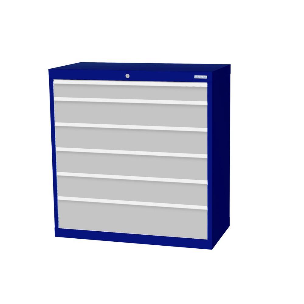 Illustration du produit: Armoire à tiroirs Profi, tiroirs de 1 x 100 + 4 x 150 + 1 x 200 mm, H x l x P 1 019 x 980 x 500 mm Bedrunka+Hirth, bleu gentiane, gris clair
