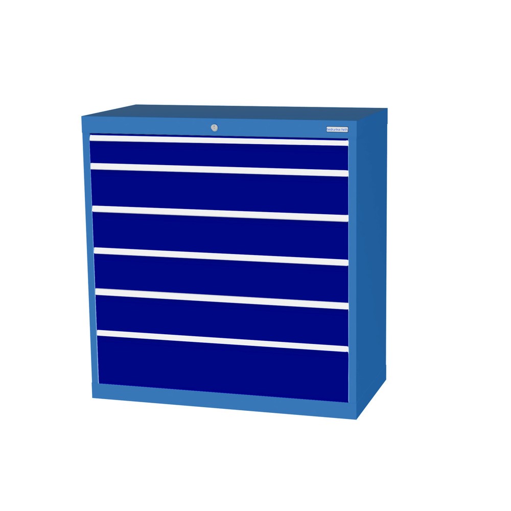 Illustration du produit: Armoire à tiroirs Profi, tiroirs de 1 x 100 + 4 x 150 + 1 x 200 mm, H x l x P 1 019 x 980 x 500 mm Bedrunka+Hirth, bleu clair, bleu gentiane