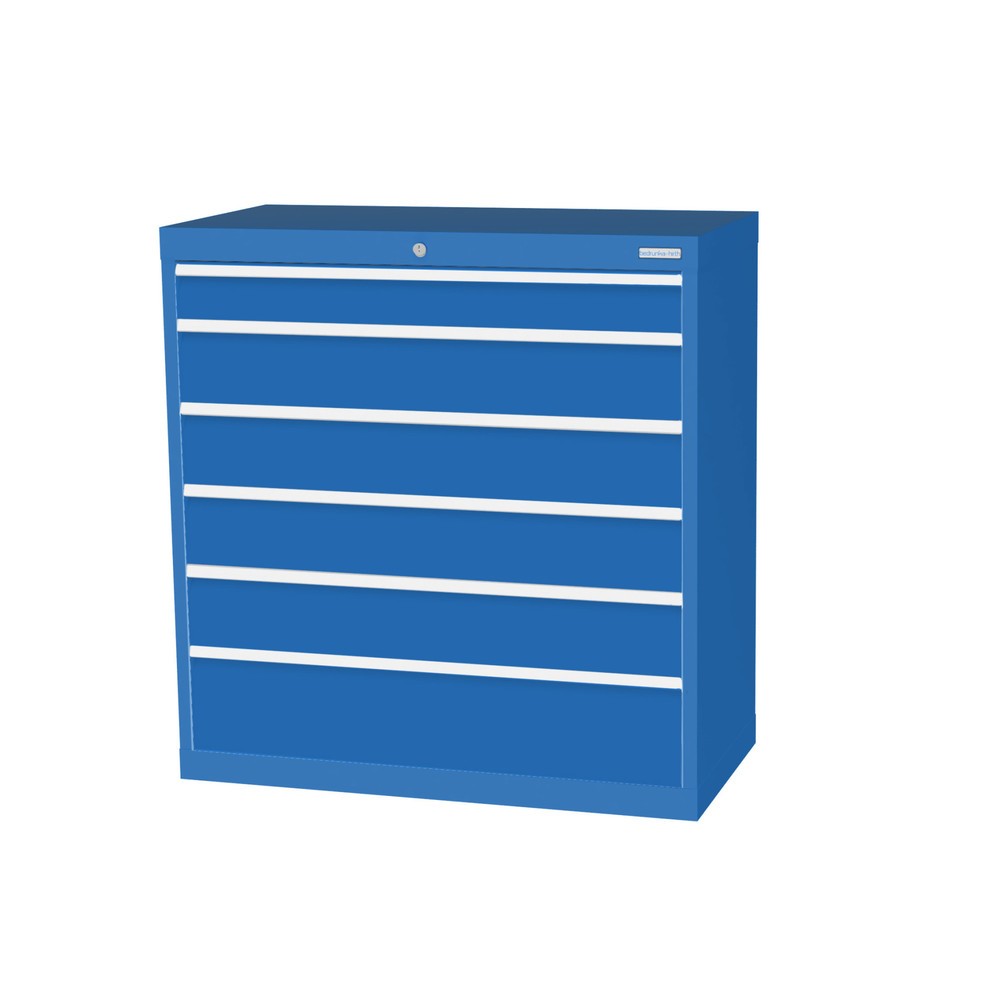 Illustration du produit: Armoire à tiroirs Profi, tiroirs de 1 x 100 + 4 x 150 + 1 x 200 mm, H x l x P 1 019 x 980 x 500 mm Bedrunka+Hirth, bleu clair, bleu clair
