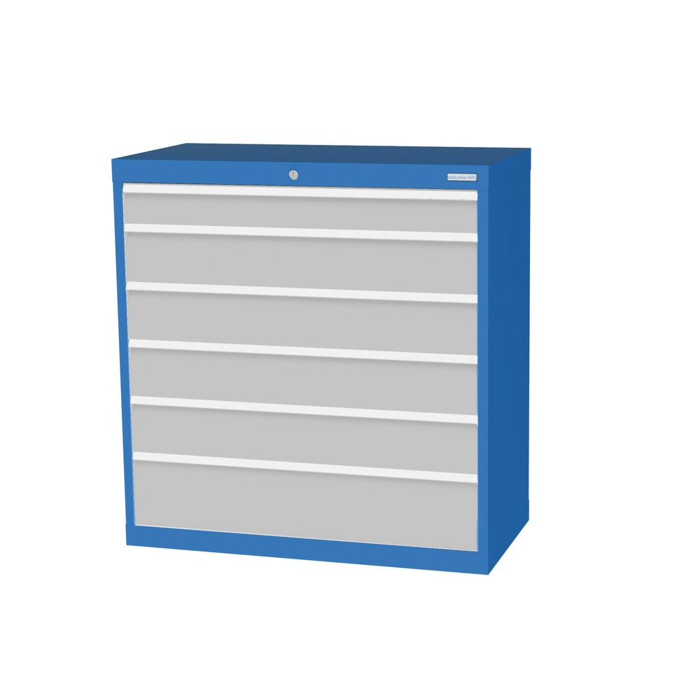 Illustration du produit: Armoire à tiroirs Profi, tiroirs de 1 x 100 + 4 x 150 + 1 x 200 mm, H x l x P 1 019 x 980 x 500 mm Bedrunka+Hirth, bleu clair, gris clair