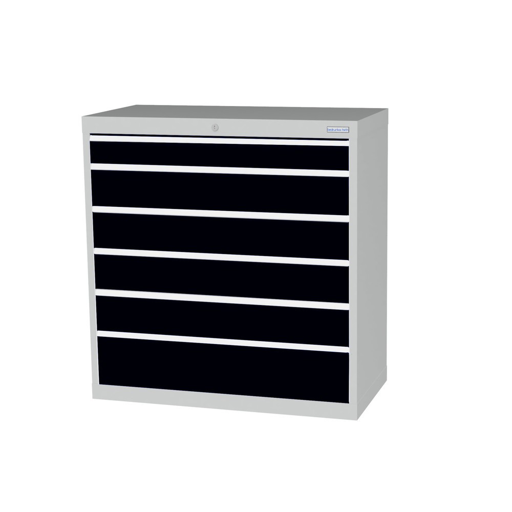 Illustration du produit: Armoire à tiroirs Profi, tiroirs de 1 x 100 + 4 x 150 + 1 x 200 mm, H x l x P 1 019 x 980 x 500 mm Bedrunka+Hirth, gris clair, gris anthracite