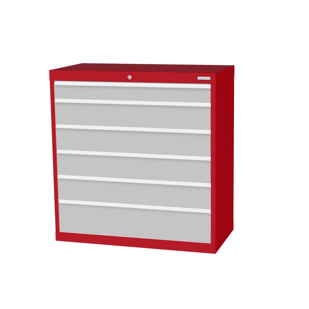 Illustration du produit: Armoire à tiroirs Profi, tiroirs de 1 x 100 + 4 x 150 + 1 x 200 mm, H x l x P 1 019 x 980 x 500 mm Bedrunka+Hirth, rouge rubis, gris clair