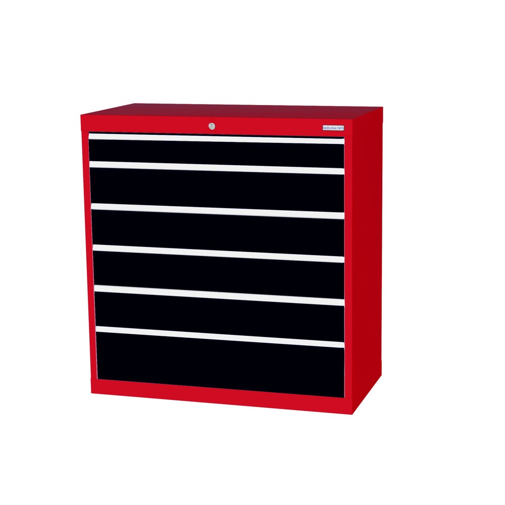 Illustration du produit: Armoire à tiroirs Profi, tiroirs de 1 x 100 + 4 x 150 + 1 x 200 mm, H x l x P 1 019 x 980 x 500 mm Bedrunka+Hirth, rouge signalisation, gris anthracite