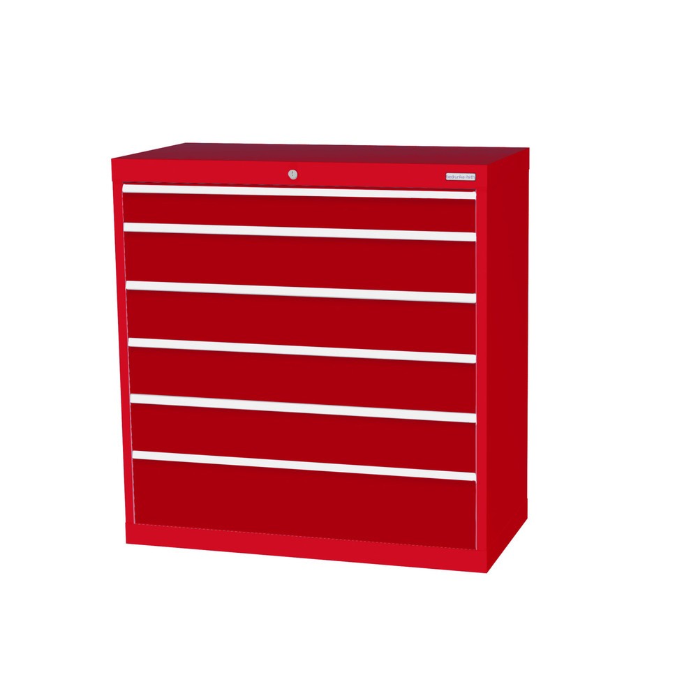 Illustration du produit: Armoire à tiroirs Profi, tiroirs de 1 x 100 + 4 x 150 + 1 x 200 mm, H x l x P 1 019 x 980 x 500 mm Bedrunka+Hirth, rouge signalisation, rouge rubis