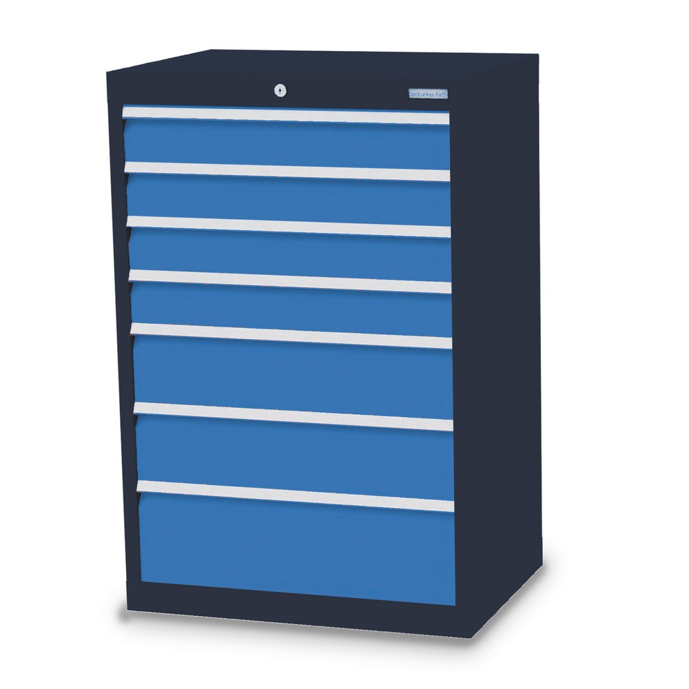 Illustration du produit: Armoire à tiroirs Profi, tiroirs de 4 x 100 + 2 x 150 + 1 x 200 mm, H x l x P 1 019 x 680 x 500 mm Bedrunka+Hirth, gris anthracite, bleu clair