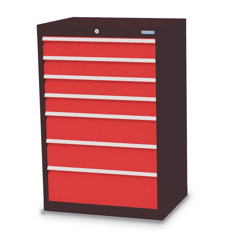 Illustration du produit: Armoire à tiroirs Profi, tiroirs de 4 x 100 + 2 x 150 + 1 x 200 mm, H x l x P 1 019 x 680 x 500 mm Bedrunka+Hirth, gris anthracite, rouge signalisation