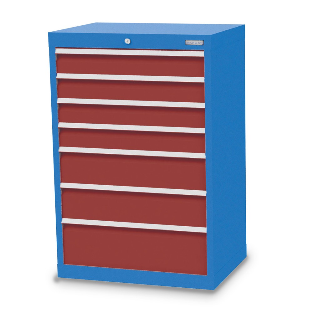 Illustration du produit: Armoire à tiroirs Profi, tiroirs de 4 x 100 + 2 x 150 + 1 x 200 mm, H x l x P 1 019 x 680 x 500 mm Bedrunka+Hirth, bleu clair, rouge rubis