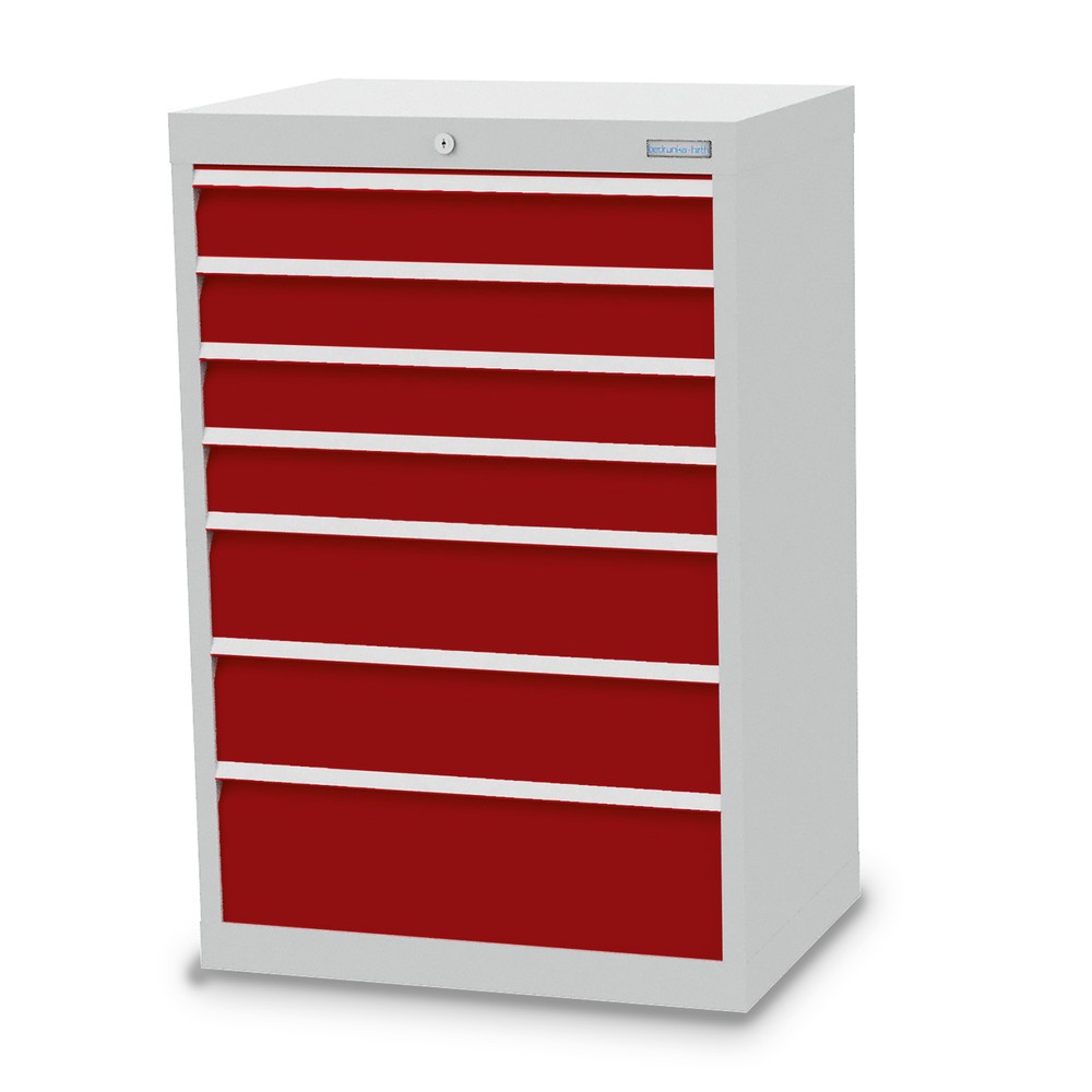 Illustration du produit: Armoire à tiroirs Profi, tiroirs de 4 x 100 + 2 x 150 + 1 x 200 mm, H x l x P 1 019 x 680 x 500 mm Bedrunka+Hirth, gris clair, rouge rubis