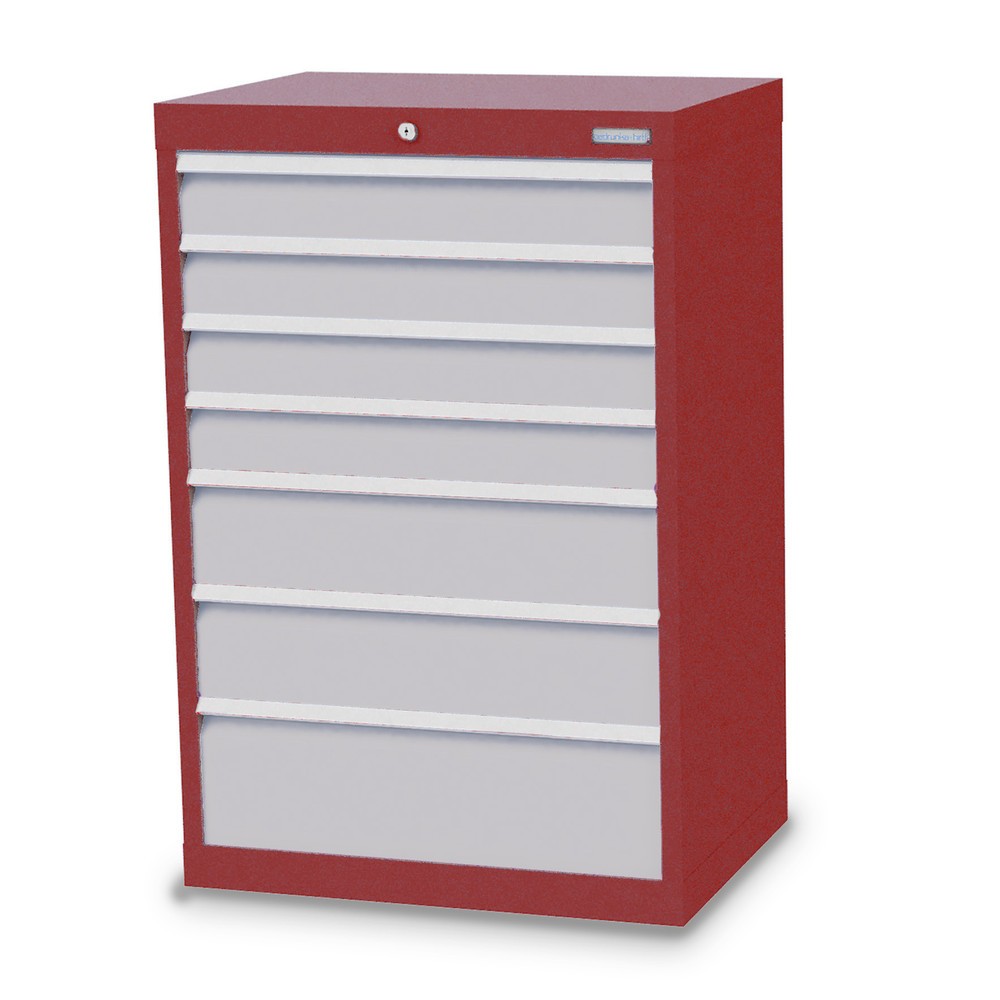Illustration du produit: Armoire à tiroirs Profi, tiroirs de 4 x 100 + 2 x 150 + 1 x 200 mm, H x l x P 1 019 x 680 x 500 mm Bedrunka+Hirth, rouge rubis, gris clair