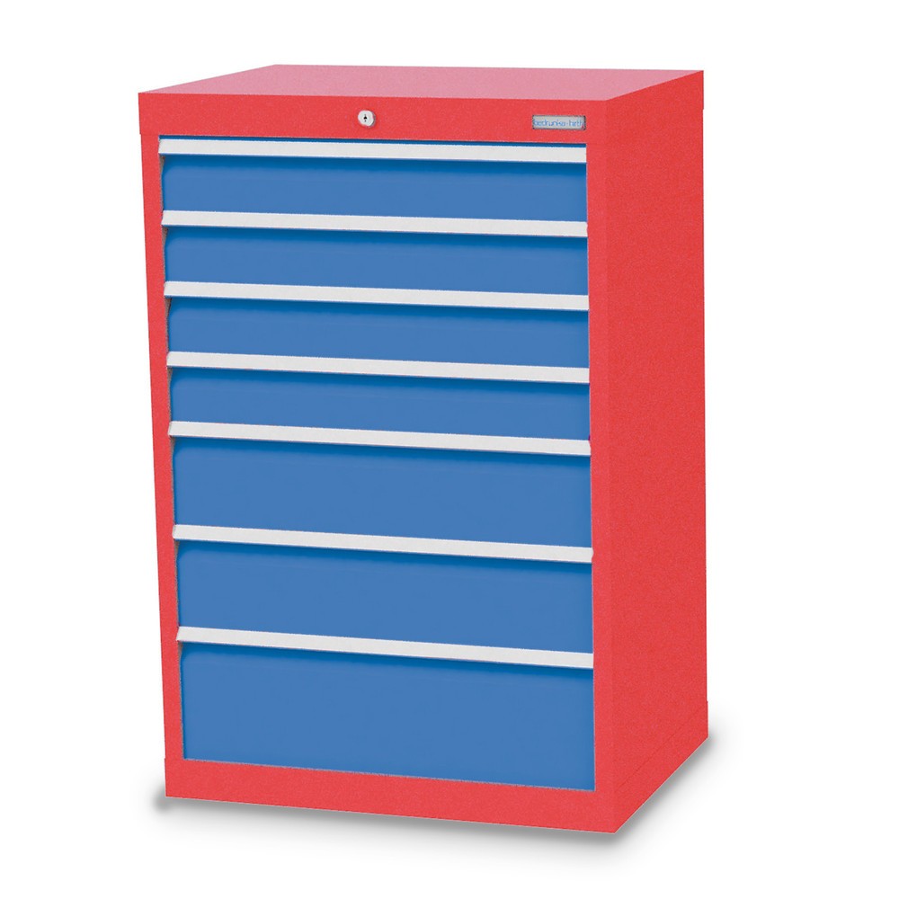 Illustration du produit: Armoire à tiroirs Profi, tiroirs de 4 x 100 + 2 x 150 + 1 x 200 mm, H x l x P 1 019 x 680 x 500 mm Bedrunka+Hirth, rouge signalisation, bleu clair