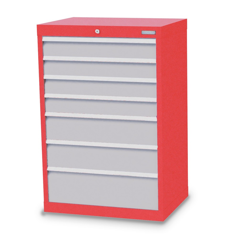 Illustration du produit: Armoire à tiroirs Profi, tiroirs de 4 x 100 + 2 x 150 + 1 x 200 mm, H x l x P 1 019 x 680 x 500 mm Bedrunka+Hirth, rouge signalisation, gris clair