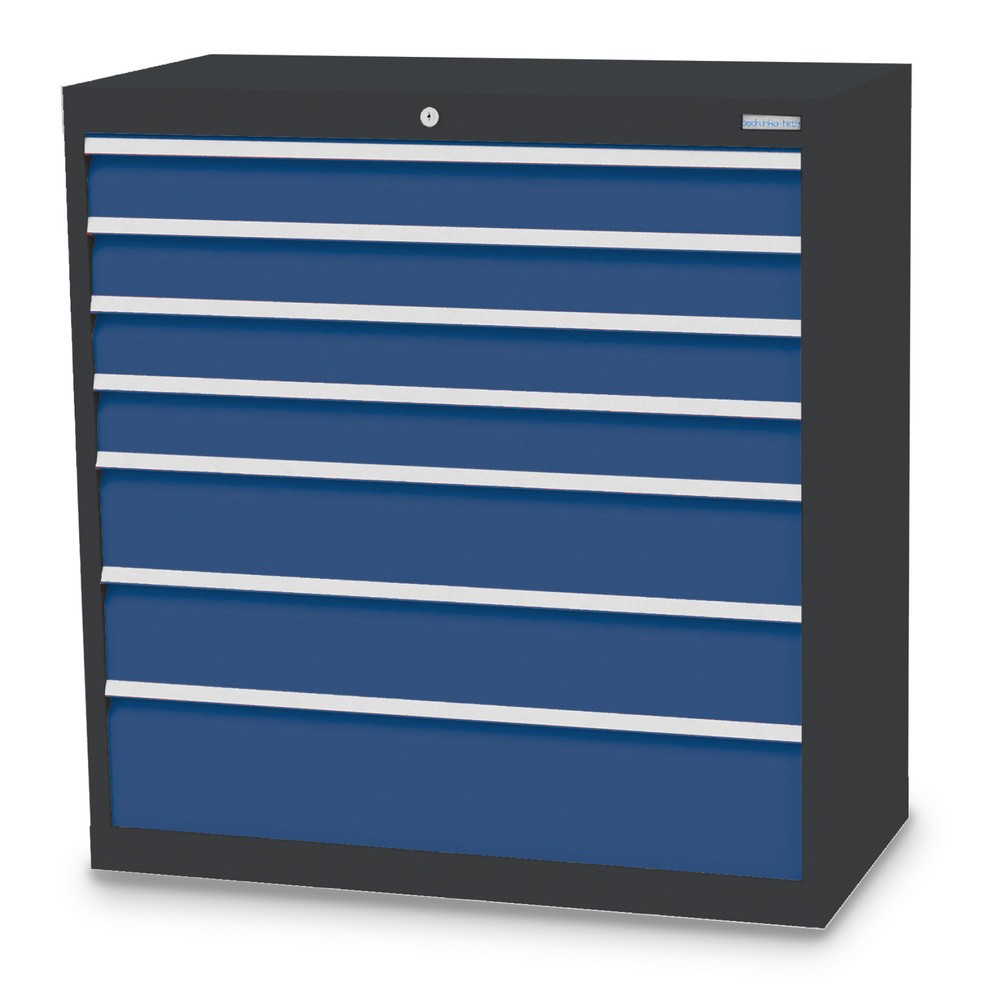 Illustration du produit: Armoire à tiroirs Profi, tiroirs de 4 x 100 + 2 x 150 + 1 x 200 mm, H x l x P 1 019 x 980 x 500 mm Bedrunka+Hirth, gris anthracite, bleu gentiane