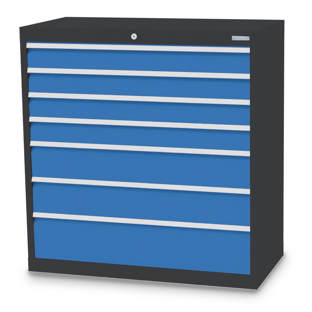 Illustration du produit: Armoire à tiroirs Profi, tiroirs de 4 x 100 + 2 x 150 + 1 x 200 mm, H x l x P 1 019 x 980 x 500 mm Bedrunka+Hirth, gris anthracite, bleu clair