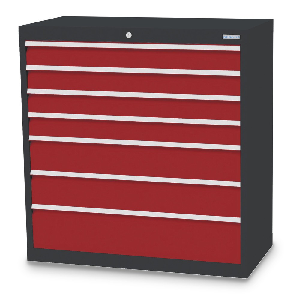 Illustration du produit: Armoire à tiroirs Profi, tiroirs de 4 x 100 + 2 x 150 + 1 x 200 mm, H x l x P 1 019 x 980 x 500 mm Bedrunka+Hirth, gris anthracite, rouge rubis