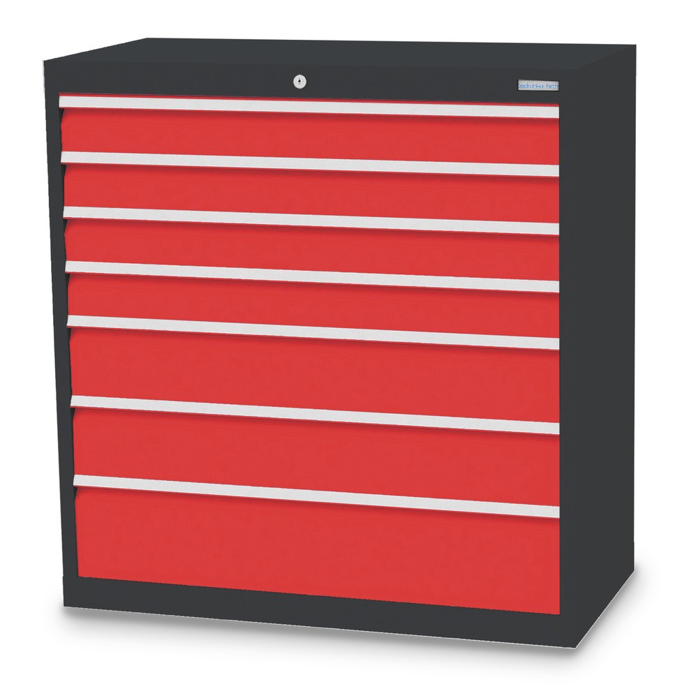 Illustration du produit: Armoire à tiroirs Profi, tiroirs de 4 x 100 + 2 x 150 + 1 x 200 mm, H x l x P 1 019 x 980 x 500 mm Bedrunka+Hirth, gris anthracite, rouge signalisation