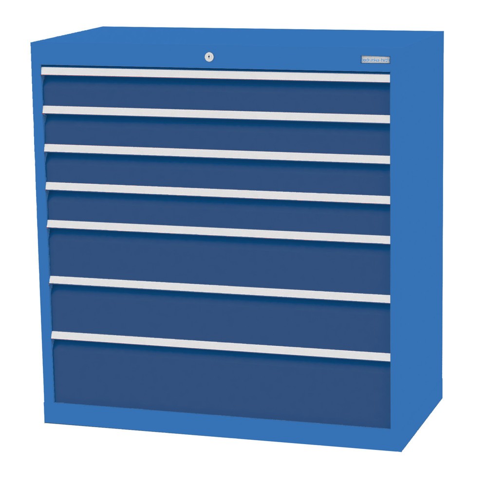 Illustration du produit: Armoire à tiroirs Profi, tiroirs de 4 x 100 + 2 x 150 + 1 x 200 mm, H x l x P 1 019 x 980 x 500 mm Bedrunka+Hirth, bleu clair, bleu gentiane