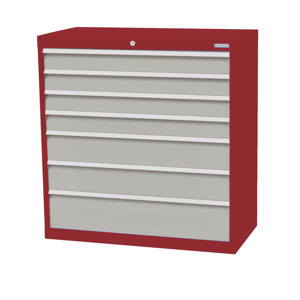 Illustration du produit: Armoire à tiroirs Profi, tiroirs de 4 x 100 + 2 x 150 + 1 x 200 mm, H x l x P 1 019 x 980 x 500 mm Bedrunka+Hirth, rouge rubis, gris clair