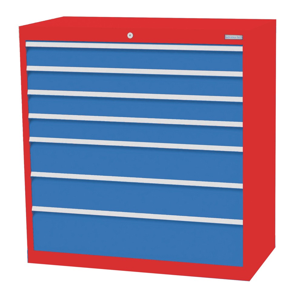Illustration du produit: Armoire à tiroirs Profi, tiroirs de 4 x 100 + 2 x 150 + 1 x 200 mm, H x l x P 1 019 x 980 x 500 mm Bedrunka+Hirth, rouge signalisation, bleu clair