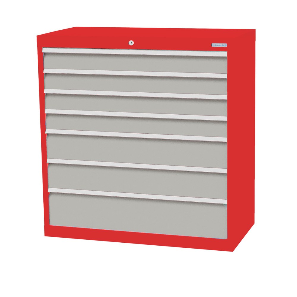 Illustration du produit: Armoire à tiroirs Profi, tiroirs de 4 x 100 + 2 x 150 + 1 x 200 mm, H x l x P 1 019 x 980 x 500 mm Bedrunka+Hirth, rouge signalisation, gris clair