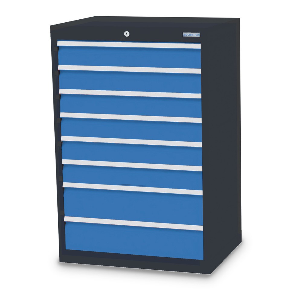 Illustration du produit: Armoire à tiroirs Profi, tiroirs de 6 x 100 + 2 x 150 mm, H x l x P 1 019 x 680 x 500 mm Bedrunka+Hirth, gris anthracite, bleu clair