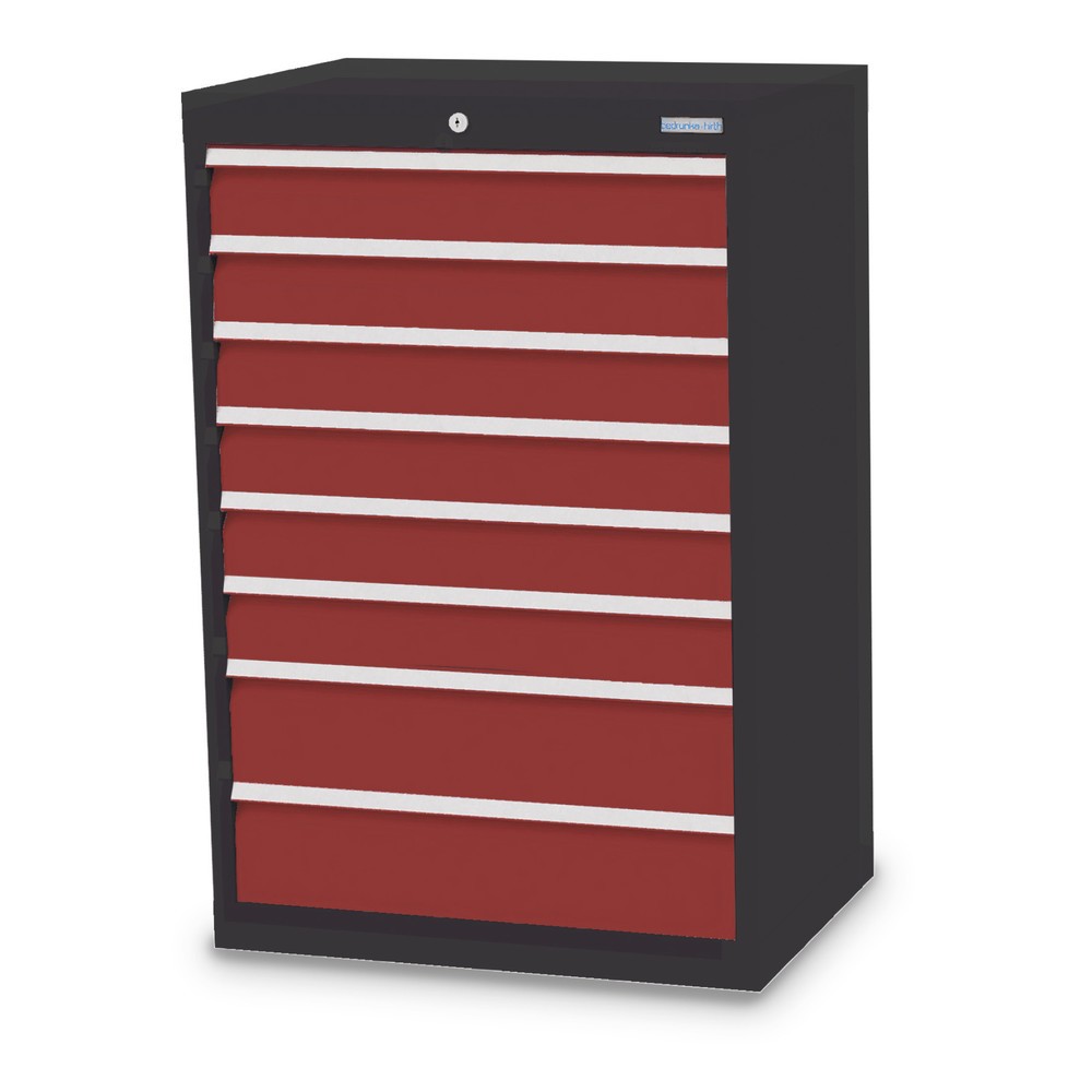 Illustration du produit: Armoire à tiroirs Profi, tiroirs de 6 x 100 + 2 x 150 mm, H x l x P 1 019 x 680 x 500 mm Bedrunka+Hirth, gris anthracite, rouge rubis