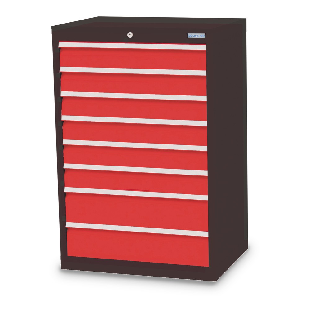 Illustration du produit: Armoire à tiroirs Profi, tiroirs de 6 x 100 + 2 x 150 mm, H x l x P 1 019 x 680 x 500 mm Bedrunka+Hirth, gris anthracite, rouge signalisation