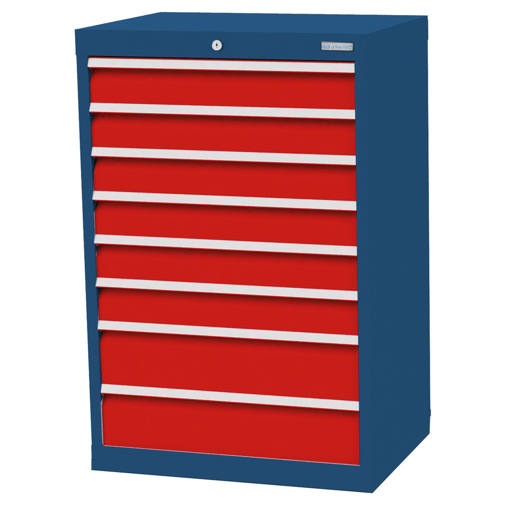 Illustration du produit: Armoire à tiroirs Profi, tiroirs de 6 x 100 + 2 x 150 mm, H x l x P 1 019 x 680 x 500 mm Bedrunka+Hirth, bleu gentiane, rouge signalisation
