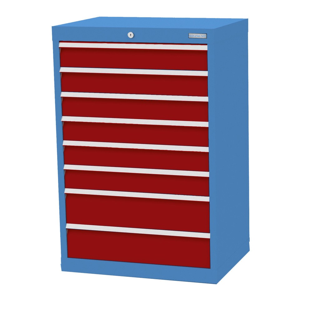 Illustration du produit: Armoire à tiroirs Profi, tiroirs de 6 x 100 + 2 x 150 mm, H x l x P 1 019 x 680 x 500 mm Bedrunka+Hirth, bleu clair, rouge rubis