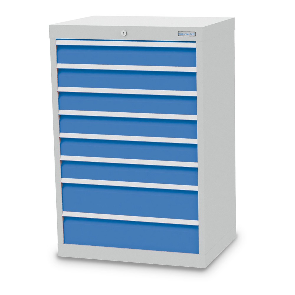 Illustration du produit: Armoire à tiroirs Profi, tiroirs de 6 x 100 + 2 x 150 mm, H x l x P 1 019 x 680 x 500 mm Bedrunka+Hirth, gris clair, bleu clair