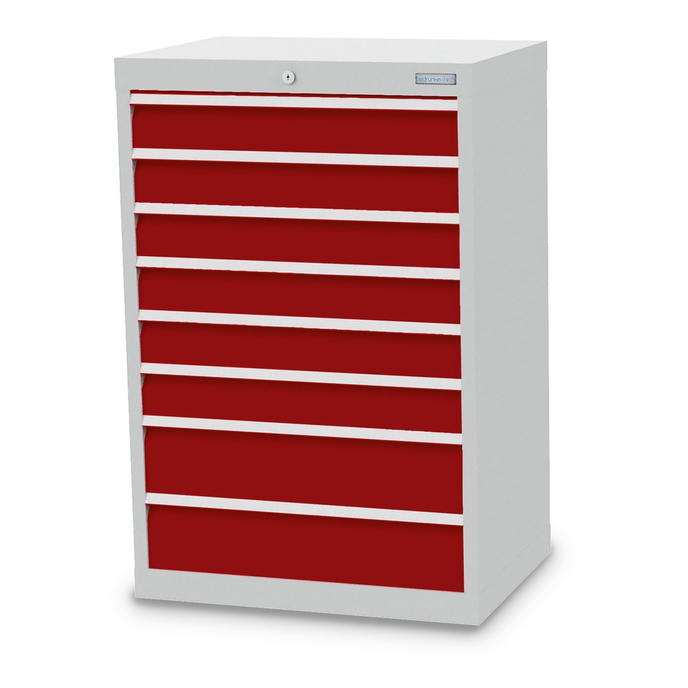 Illustration du produit: Armoire à tiroirs Profi, tiroirs de 6 x 100 + 2 x 150 mm, H x l x P 1 019 x 680 x 500 mm Bedrunka+Hirth, gris clair, rouge rubis